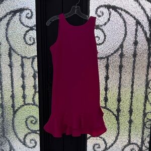 Girls' Sleeveless Ruffle-Hem Dress - Fuchsia Pink